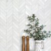 White modern marble chevron mosaic backsplash tile BA631613 1