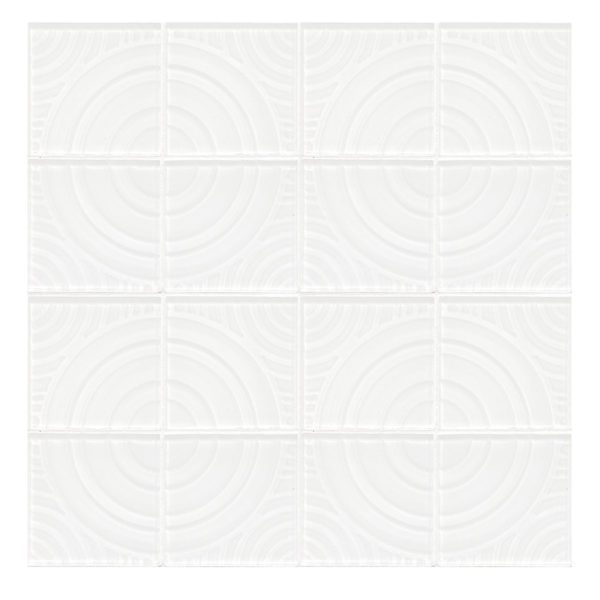 White glass backsplash tile with 3D pattern BA64001 1