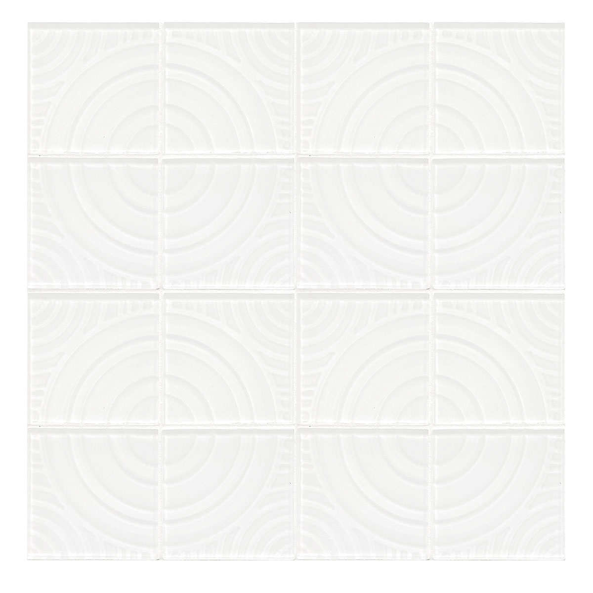 White glass backsplash tile with 3D pattern BA64001 1