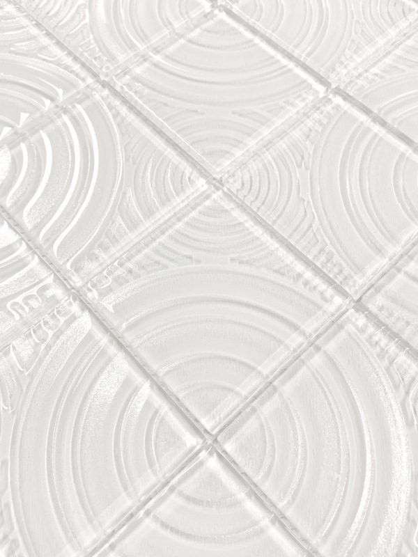 White glass mosaic backsplash pattern design BA64001 3
