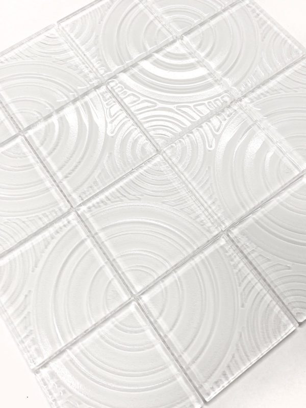 White glass mosaic backsplash pattern design BA64001 7