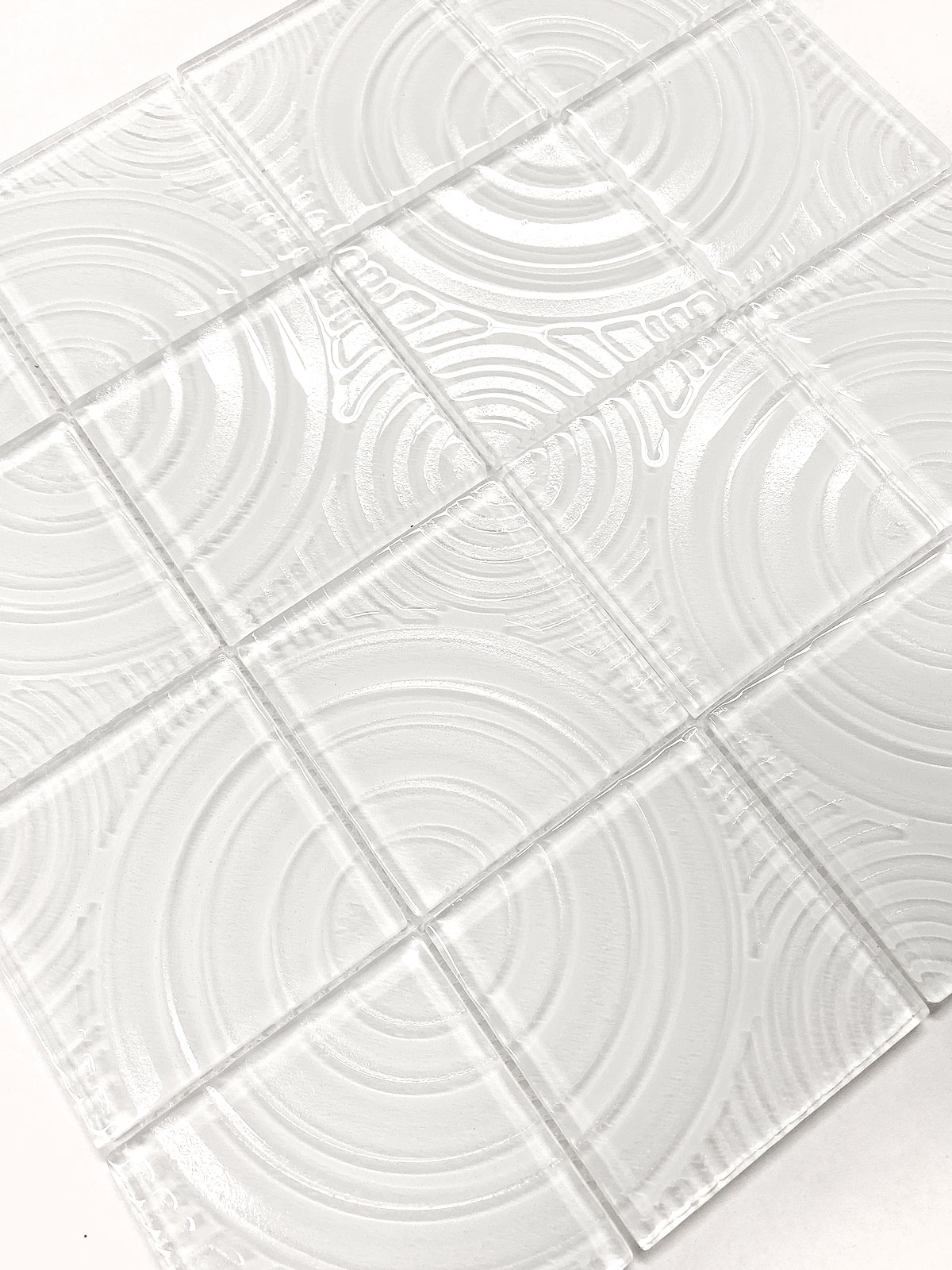 White glass mosaic backsplash pattern design BA64001 7