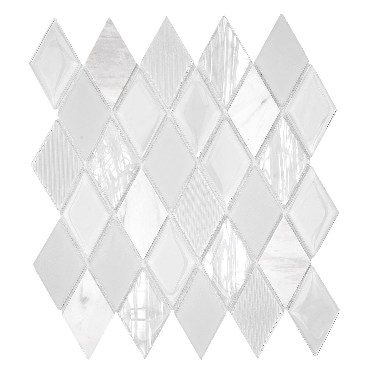 Elegant White Glass Marble Kitchen Backsplash Tile. Luxury look for White & Gray Kitchen Design Projects