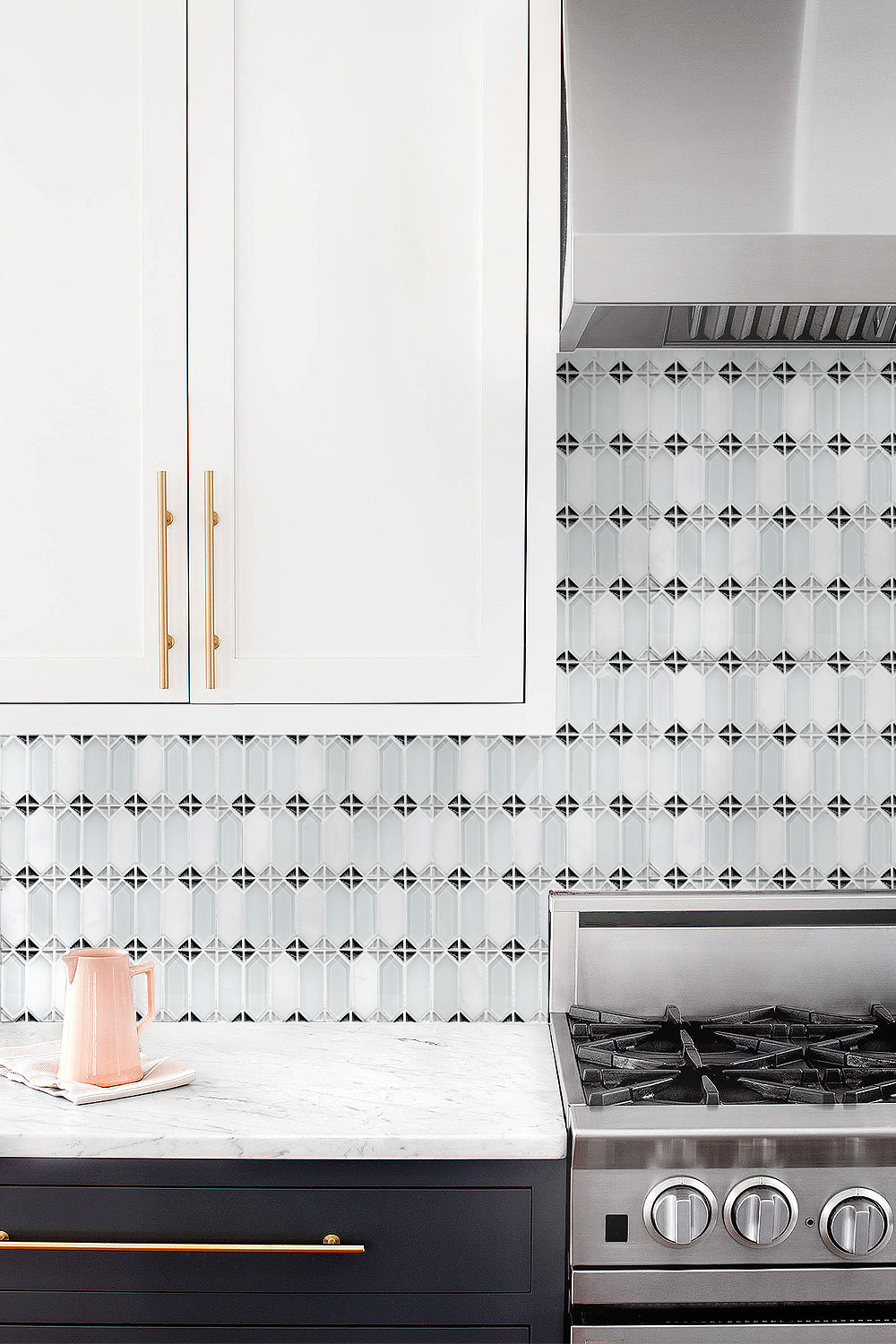 Modern Kitchen Cabinets Marble Glass Backsplash Tile