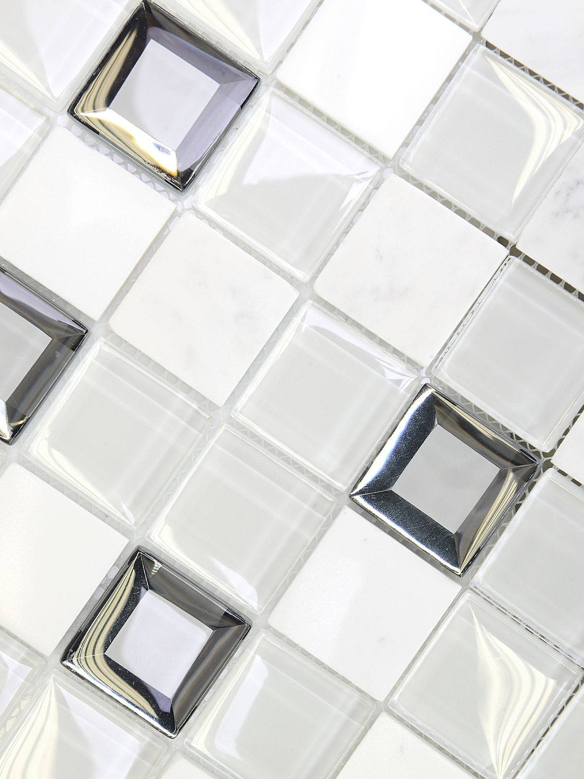 Modern White Glass Marble Mirror Backsplash Tile 1 BA62047