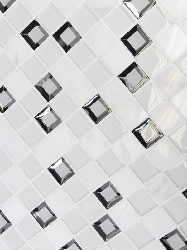 Modern White Glass Marble Mirror Backsplash Tile 3 BA62047