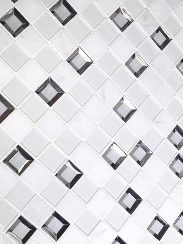 Modern White Glass Marble Mirror Backsplash Tile 4 BA62047