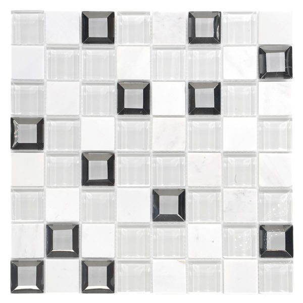 Modern White Glass Marble Mirror Backsplash Tile BA62047