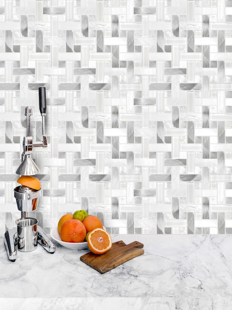 Beautiful view of Textured Metal Tile Backsplash Design