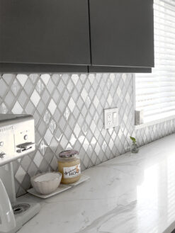 White Countertop Elegant White Rhomboid Backsplash Tile BA62046