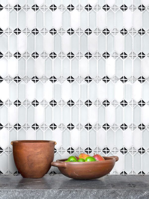 White Glass Marble Modern Backsplash Tile BA62048