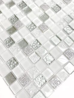 White Silver Mosaic Backsplash Tile 4 BA1206