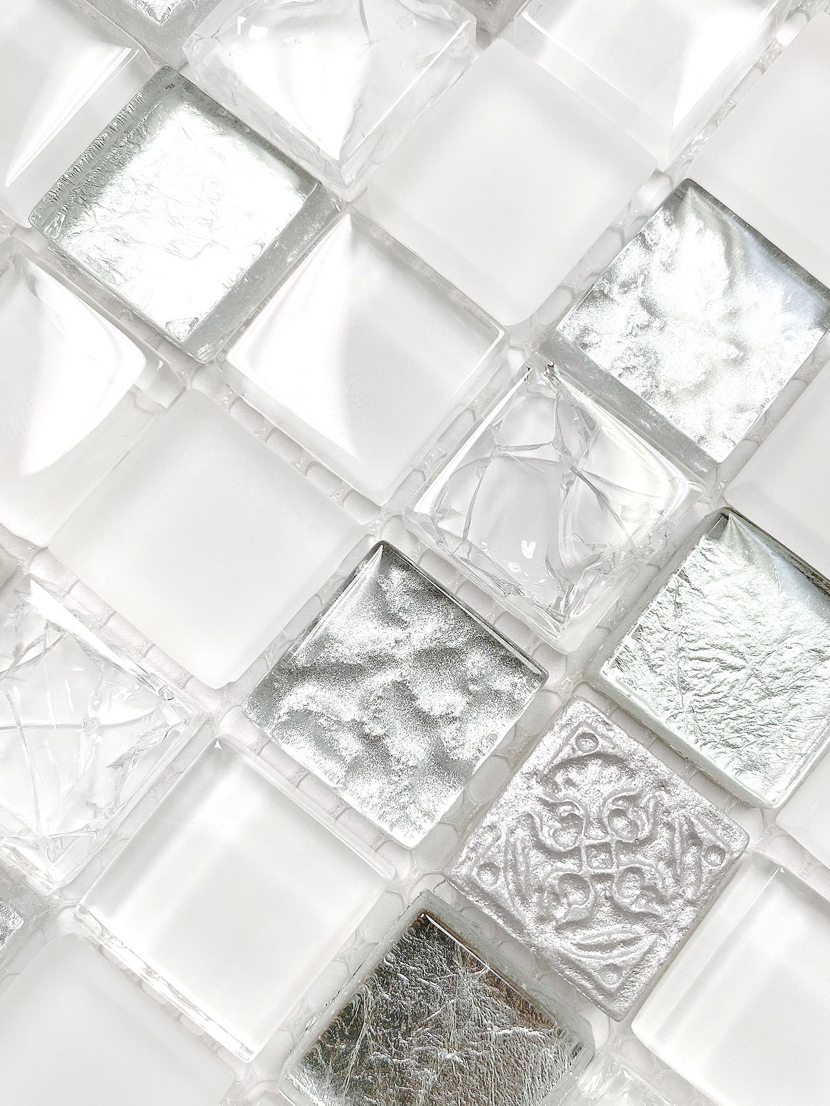 White Silver Mosaic Backsplash Tile 5 BA1206