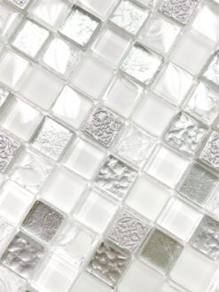 White Silver Mosaic Backsplash Tile 6 BA1206