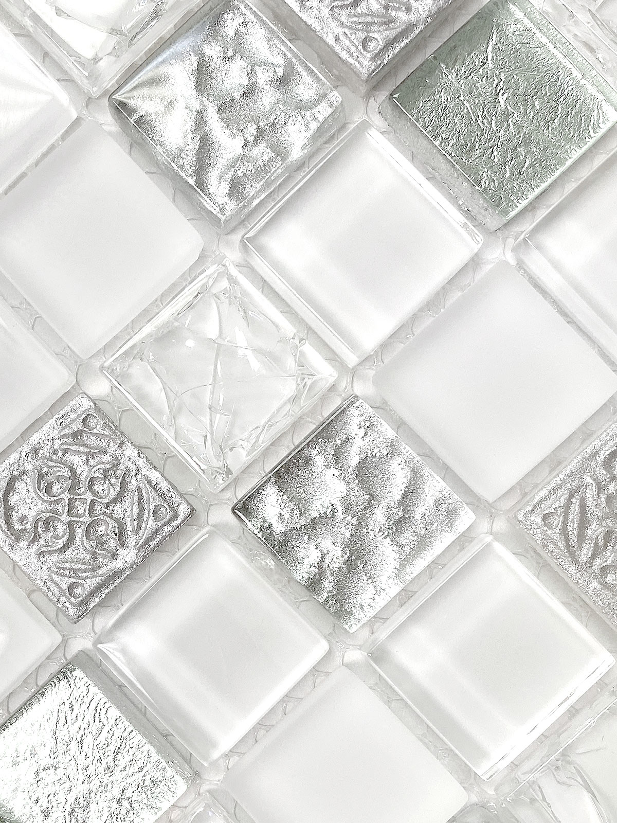 White Silver Mosaic Backsplash Tile 7 BA1206