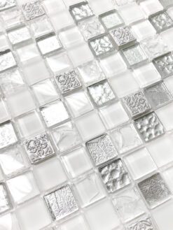 White Silver Mosaic Backsplash Tile 8 BA1206