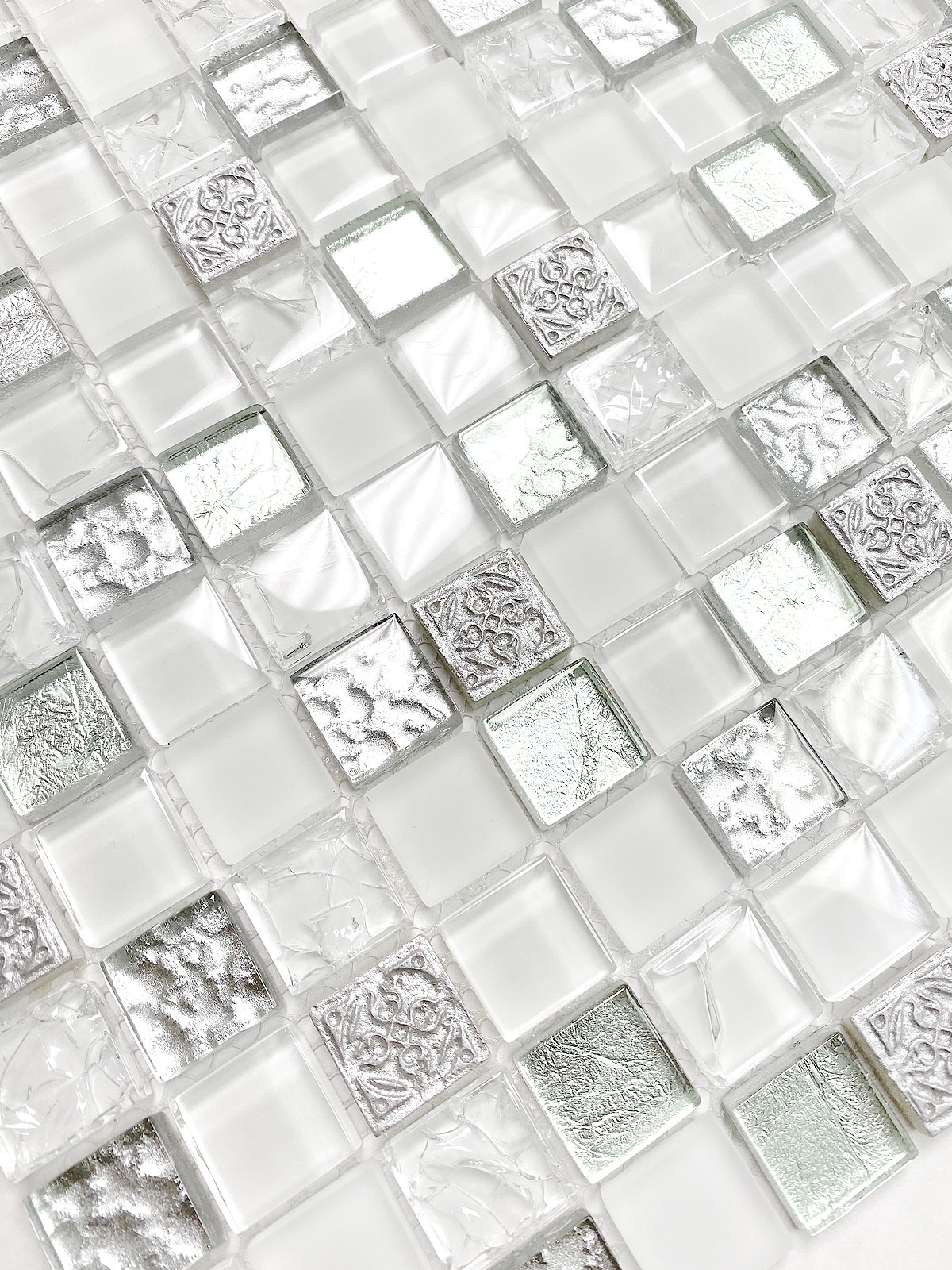White Silver Mosaic Backsplash Tile 9 BA1206