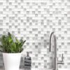 White Silver Mosaic Backsplash Tile BA1206