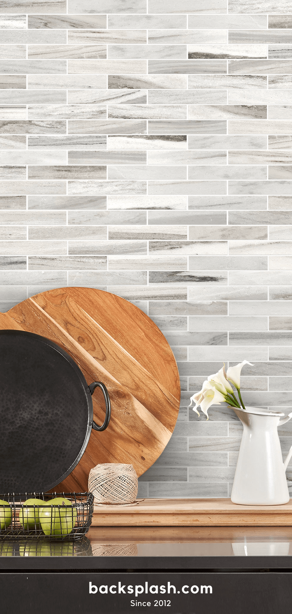 White Gray Marble Kitchen Backsplash Tile BA1034