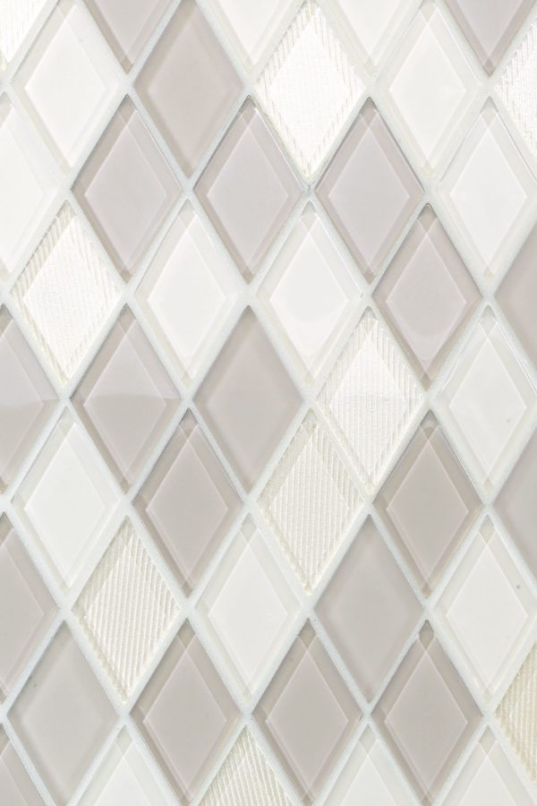 Beige Glass Rhomboid Design Kitchen Backsplash Tile