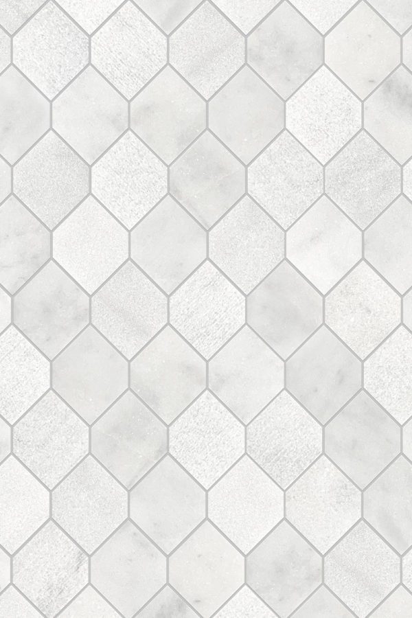 White Gray Marble Mosaic Backsplash Tile Gray Grout BA630112