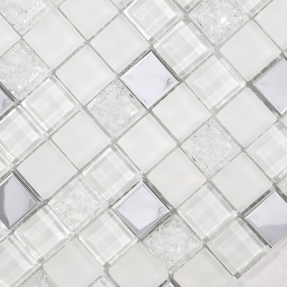 Modern White Modern Glass Metal Backsplash Tile 1 BA1183