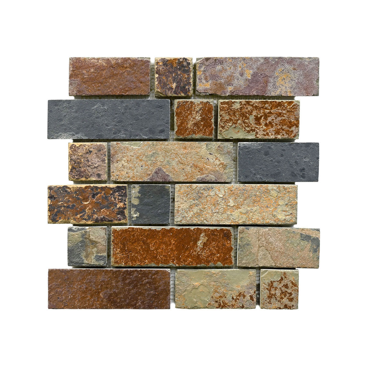 Rusty brown slate stone subway mosaic backsplash tile BA1063 6