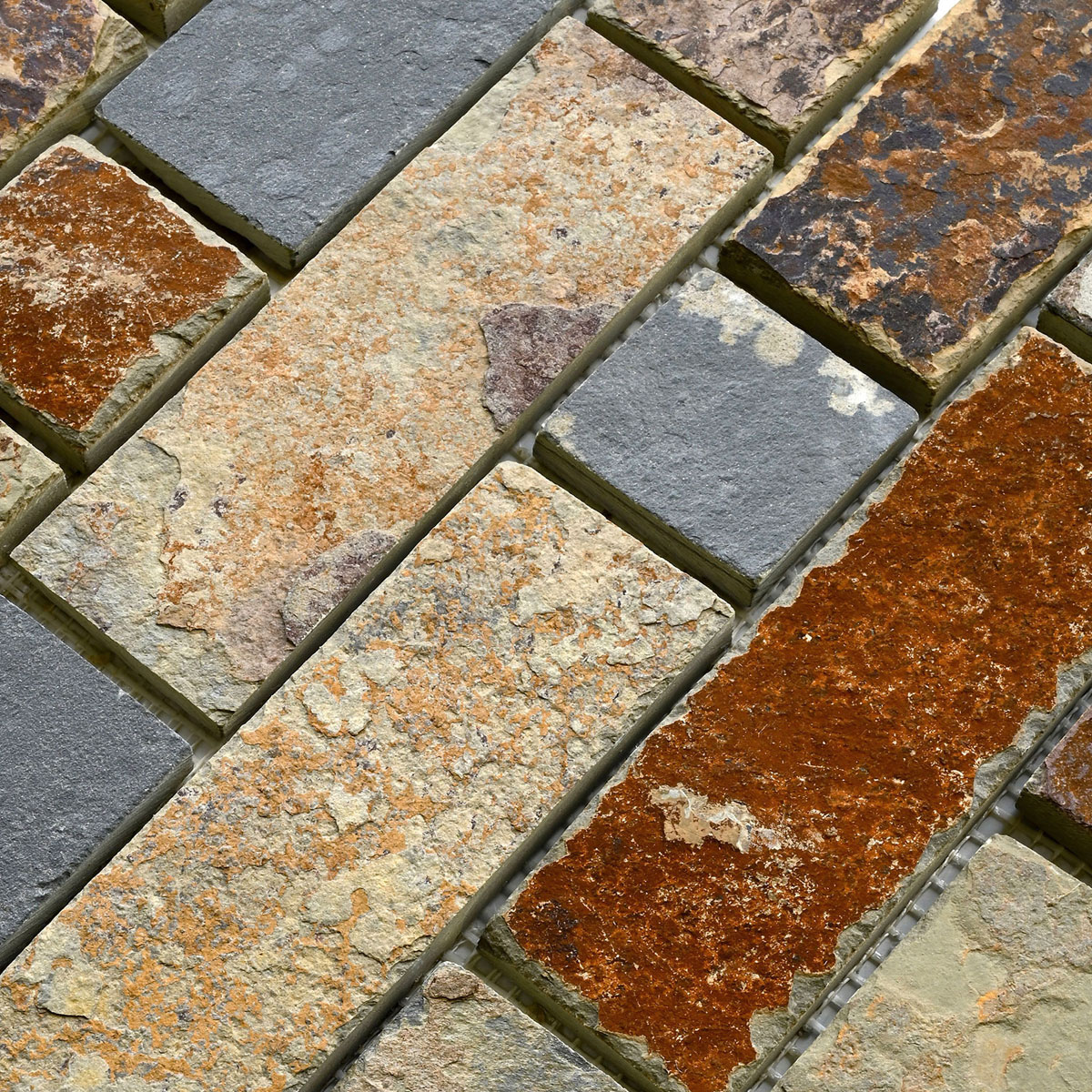 Rusty brown slate stone subway mosaic backsplash tile BA1063 8