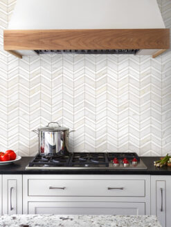 Black Countertop White Gray Gold Chevron Marble Tile BA6311