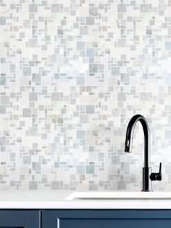 Blue White Marble Mosaic Backsplash Tile BA7001 1