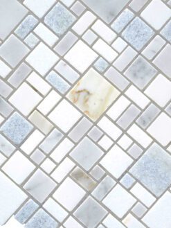 Blue White Marble Mosaic Backsplash Tile BA7001 2