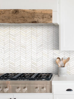 Brown Kitchen White Gray Gold Chevron Marble Tile BA6311