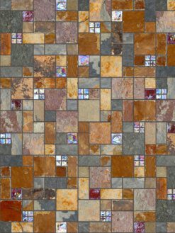 Burgundy glass and slate mosaic backsplash tile BA1027 1