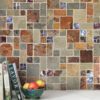 Burgundy glass and slate mosaic backsplash tile BA1027