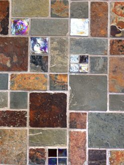 Burgundy glass and slate mosaic backsplash tile BA1027 13