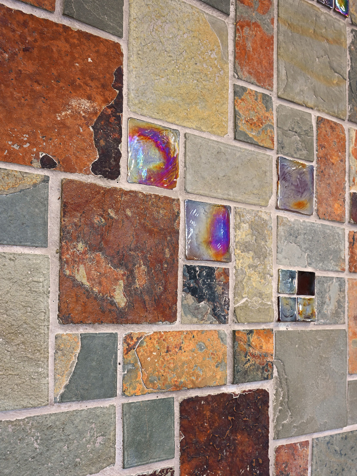 Burgundy glass and slate mosaic backsplash tile BA1027 14