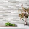 Modern Subway Rosewood and Gray Marble Mosaic Backsplash Tile BA6315