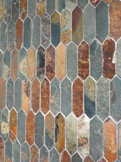 Rustic brown gray picket slate mosaic backsplash tile BA1066 13