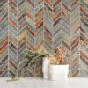 Rustic brown gray slate chevron mosaic backsplash tile BA1065 item