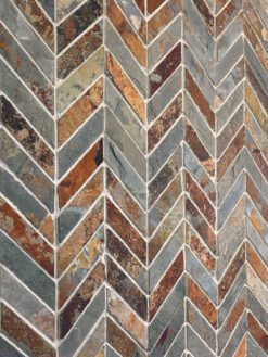 Rustic brown gray slate chevron mosaic backsplash tile ba1065 11