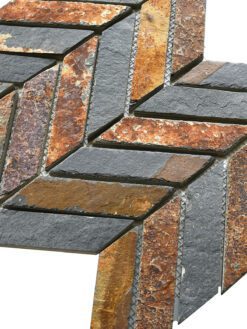 Rustic brown gray slate chevron mosaic backsplash tile ba1065 2