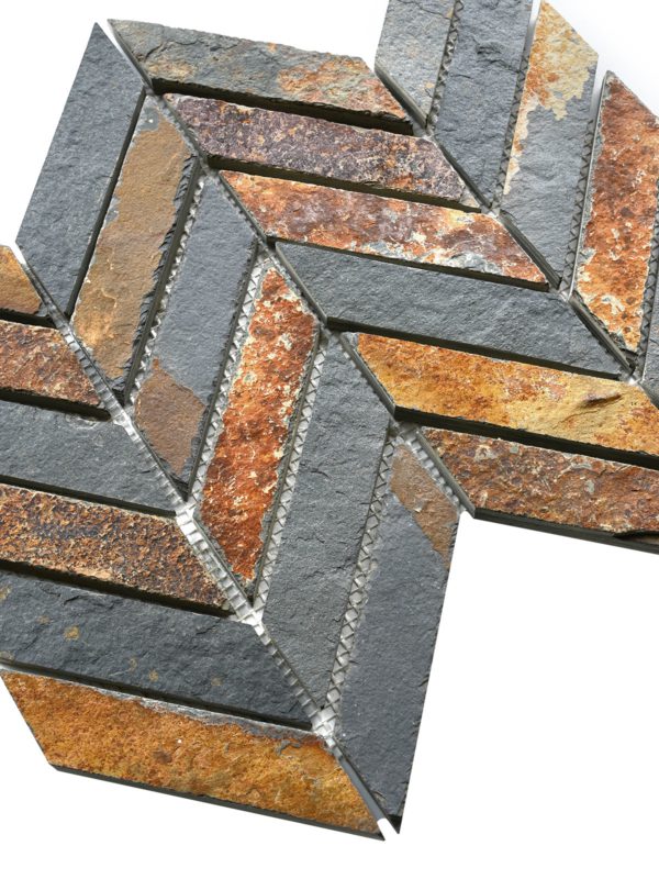 Rustic brown gray slate chevron mosaic backsplash tile ba1065 3