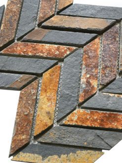 Rustic brown gray slate chevron mosaic backsplash tile ba1065 4