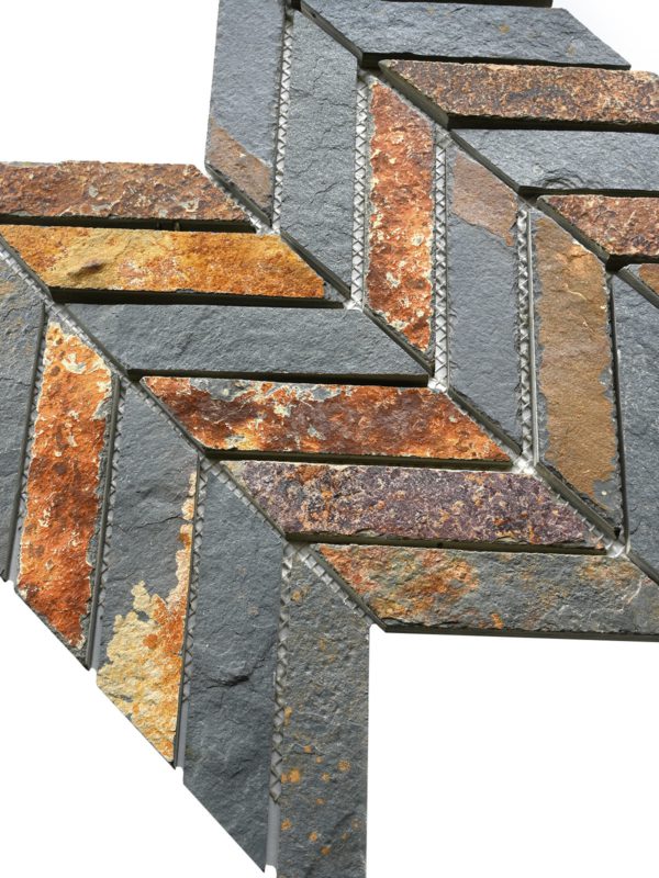 Rustic brown gray slate chevron mosaic backsplash tile ba1065 5