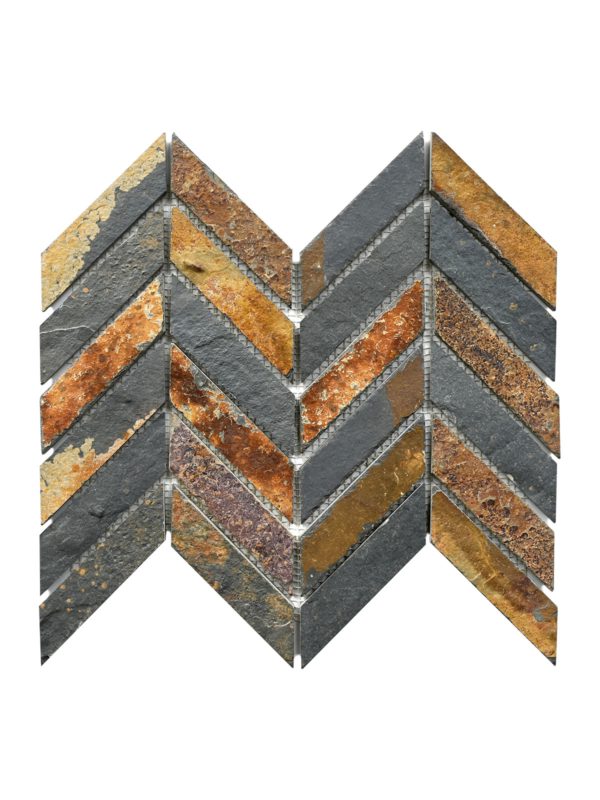Rustic brown gray slate chevron mosaic backsplash tile ba1065 6