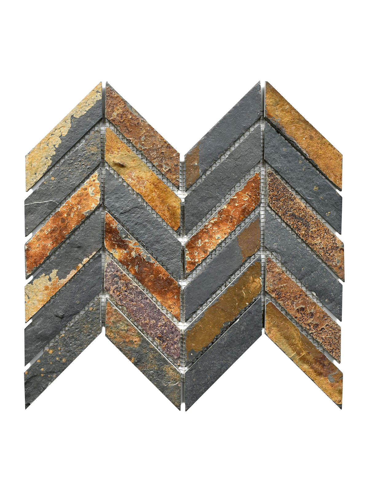 Rustic brown gray slate chevron mosaic backsplash tile ba1065 6