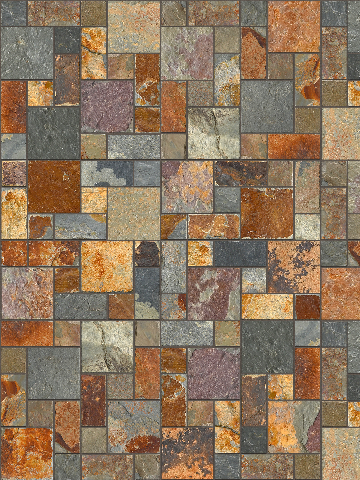Rustic rusty brown slate stone mosaic tile backsplash BA1064 1
