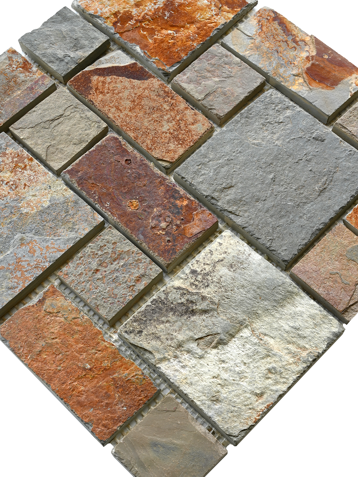 Rustic rusty brown slate stone mosaic tile backsplash BA1064 3