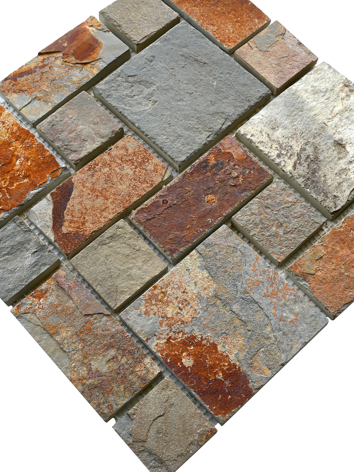 Rustic rusty brown slate stone mosaic tile backsplash BA1064 4