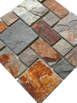 Rustic rusty brown slate stone mosaic tile backsplash BA1064 6
